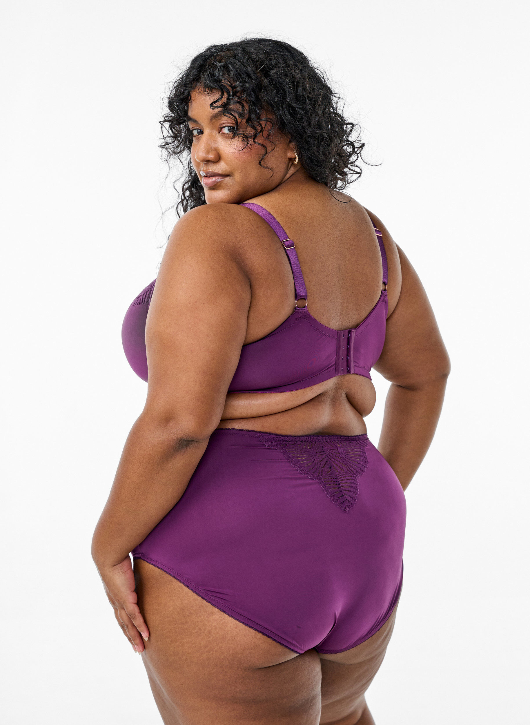 Zizzi Slipje van microvezels met kanten details, Donker Bordeaux, Model image number 1