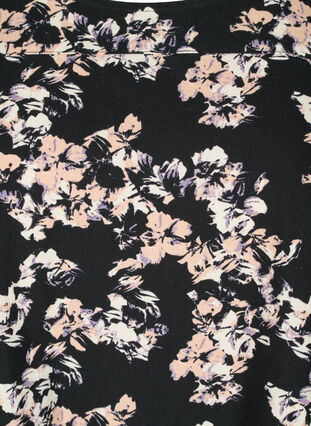 Katoenen jurk met korte mouwen en print, Black Dusty Flower , Packshot image number 2