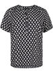 Blouse met korte mouwen en v-halslijn, Black Graphic AOP, Packshot image number 0