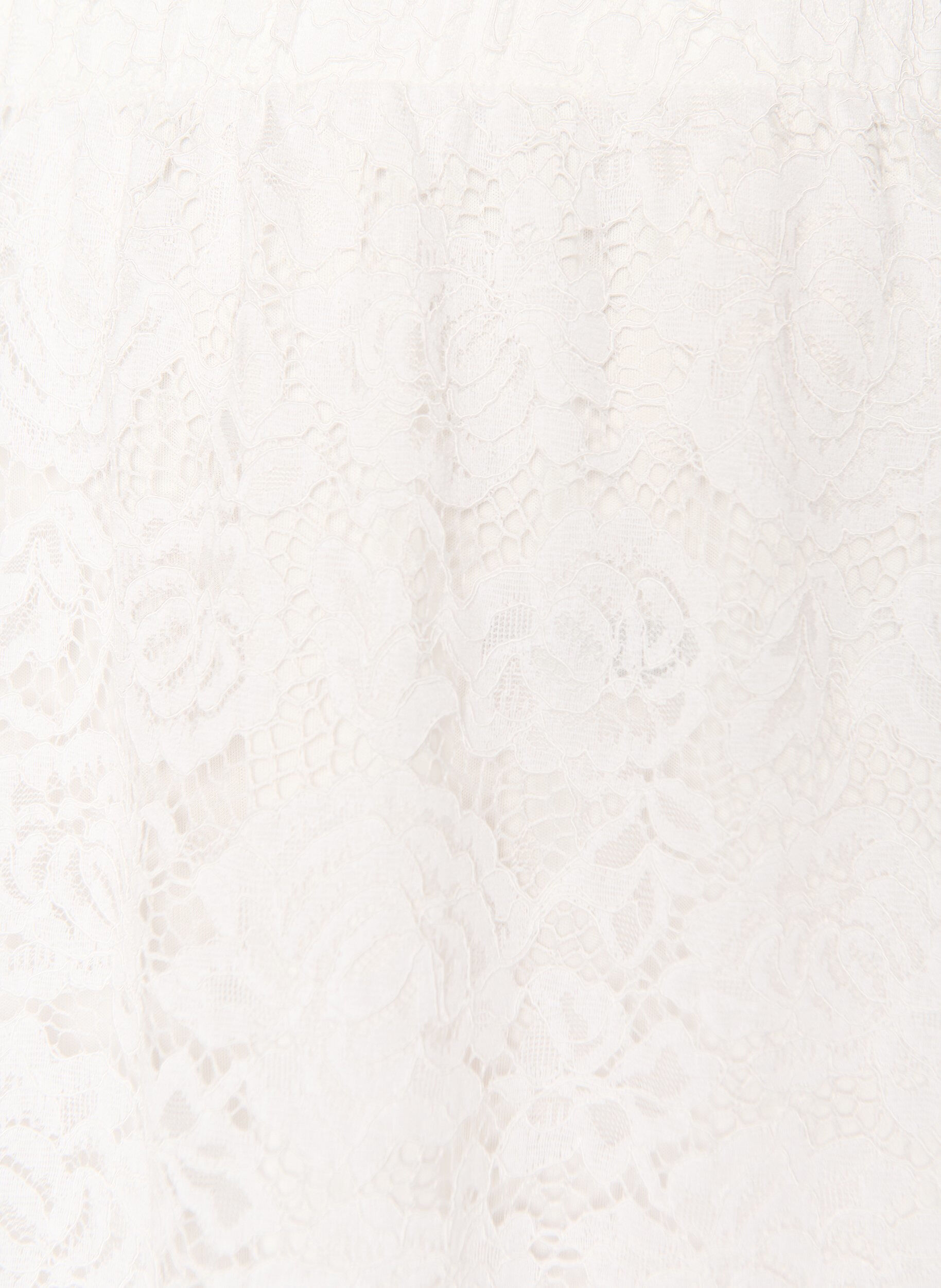 Zizzi Kanten midirok met een elastische tailleband, Wit, Packshot image number 2