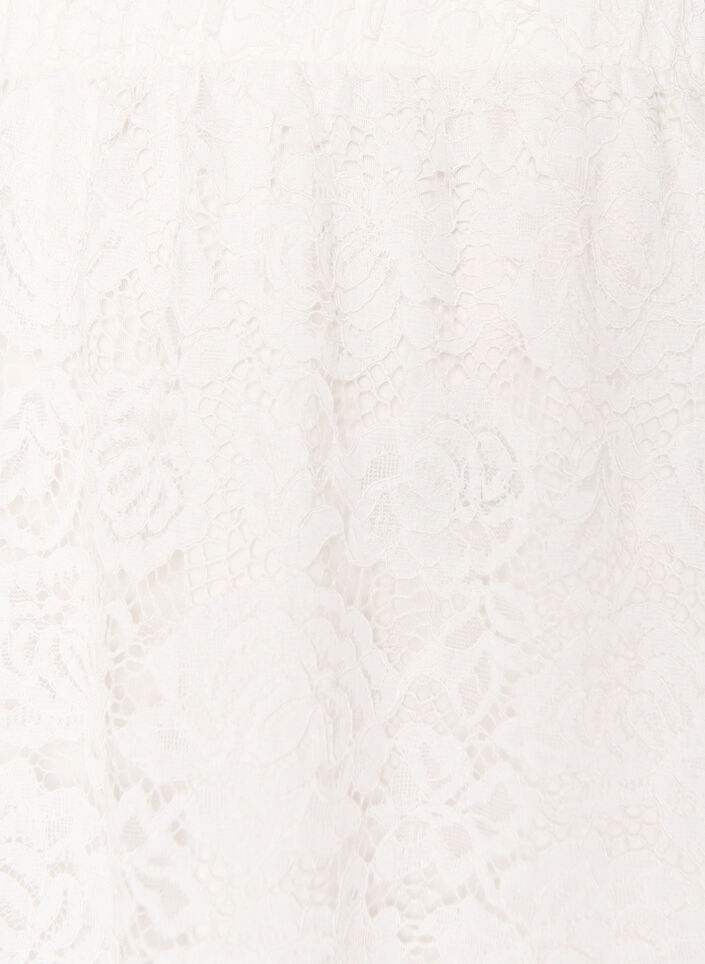 Kanten midirok met een elastische tailleband, Wit, Packshot image number 2