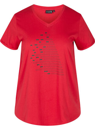 Katoenen sport t-shirt met print, Haute Red, Packshot image number 0