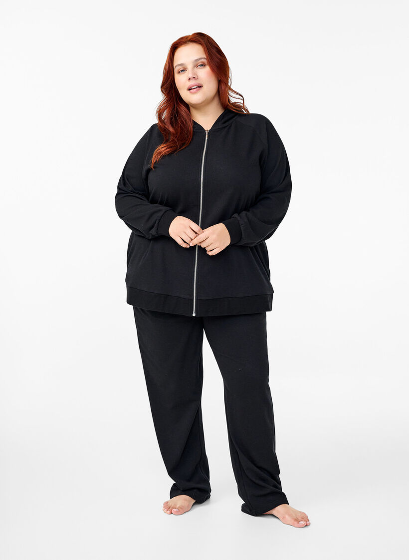 Sweatvest met capuchon en zakken, Zwart, Model image number 1