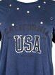 T-shirt met oogjes en print, Navy Washed , Packshot image number 2