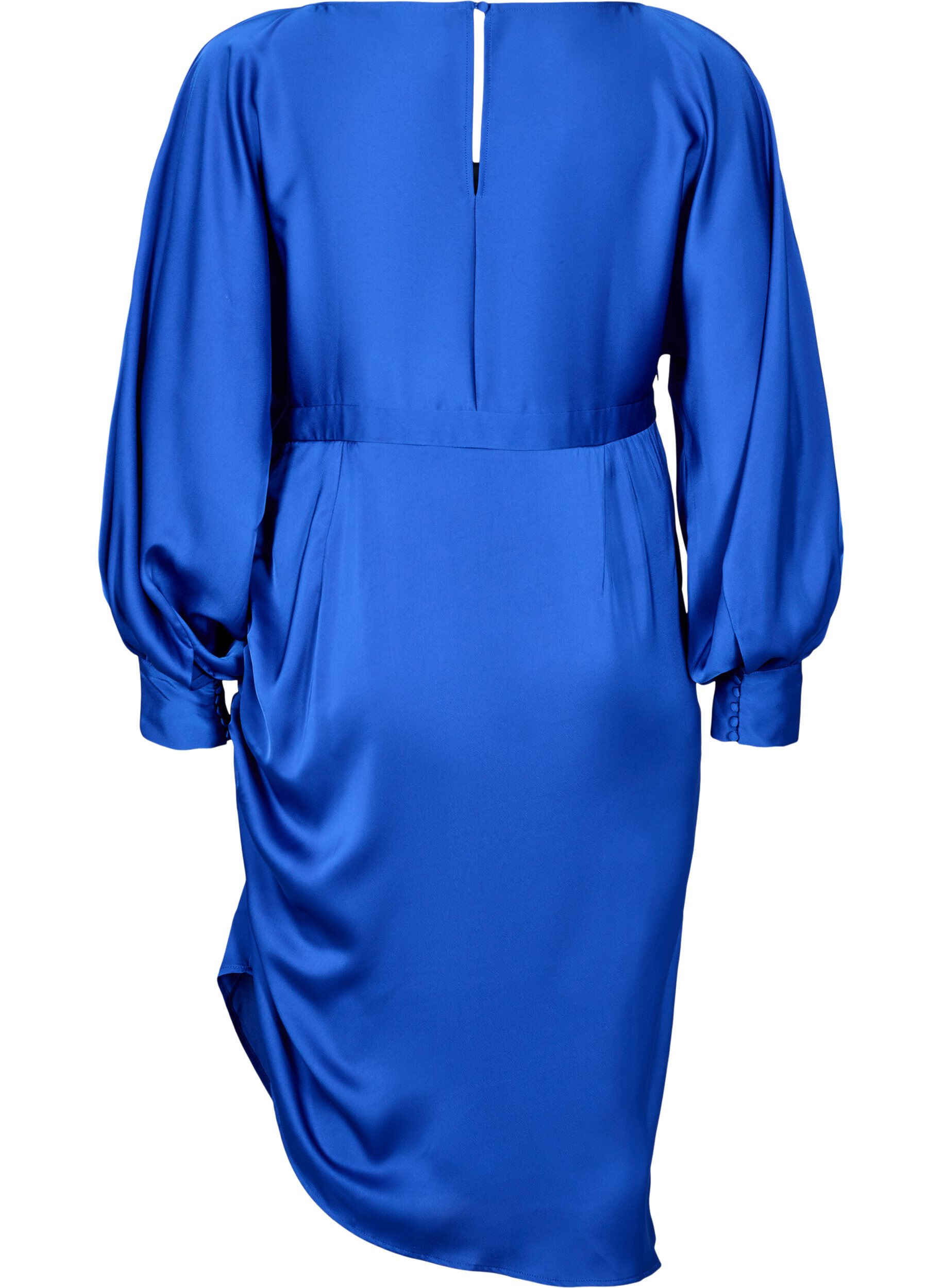 Zizzi Prachtige satijnen jurk met ballonmouwen, Surf the web, Packshot image number 1