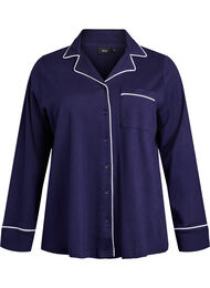 Katoenen pyjamashirt met borstzak, Blauw
