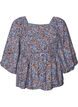 Blouse met smock en vierkante halslijn, Blauw, Packshot image number 0