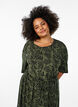 Jersey midi jurk met strikriem in de taille, Groen, Model image number 2