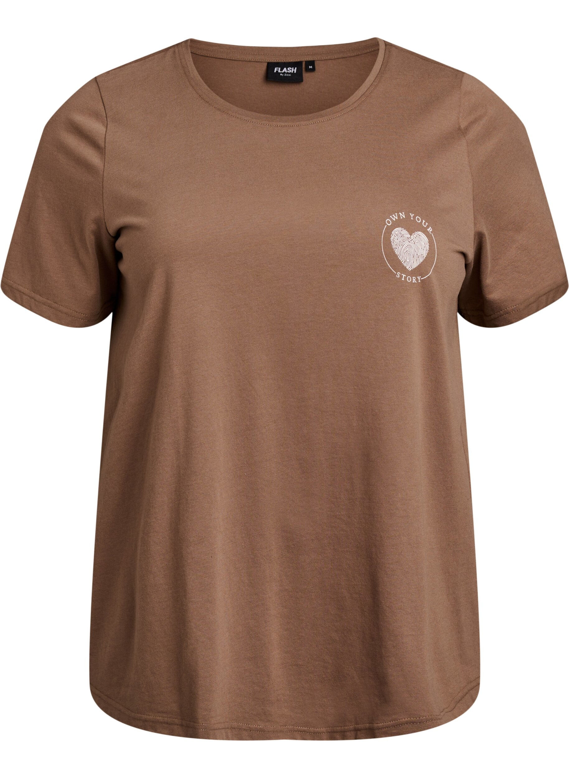 Zizzi T-shirt met print, Bruin, Packshot image number 0