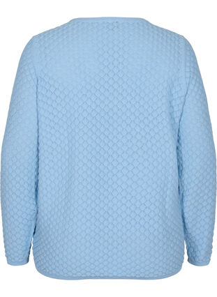 Gebreide blouse met patroon van biologisch katoen, Chambray Blue, Packshot image number 1