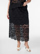 Kanten midirok met een elastische tailleband, Zwart, Model image number 2