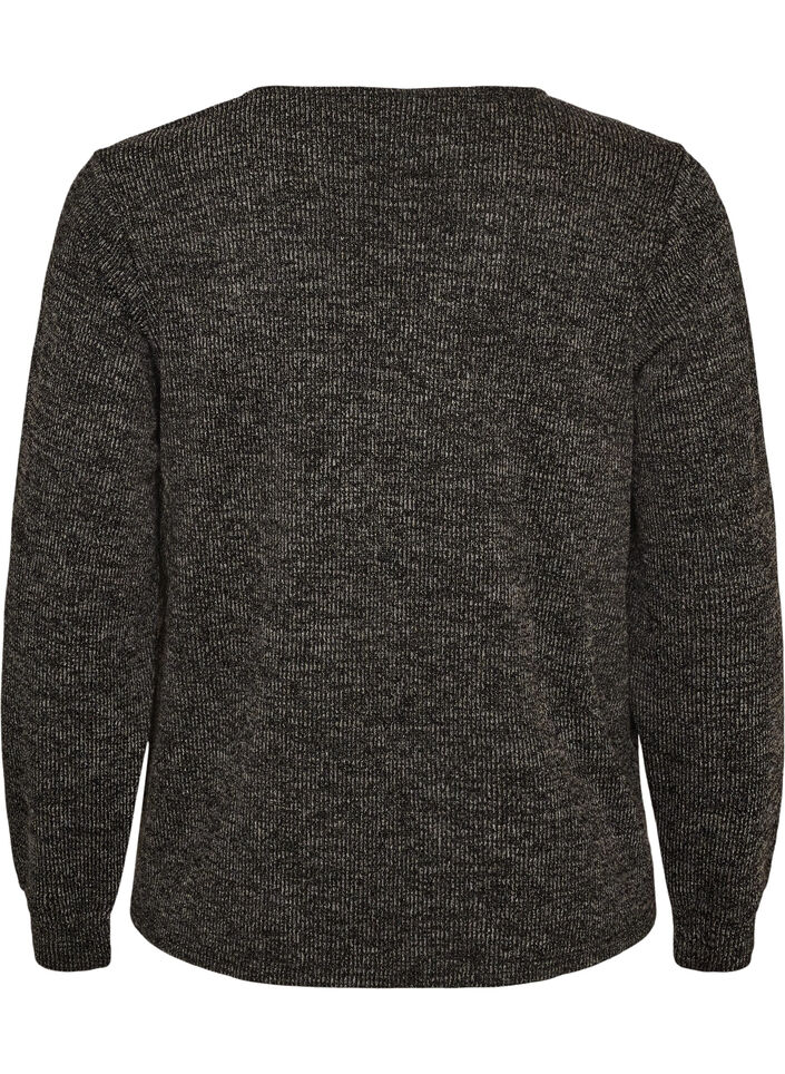 Jersey blouse met V-hals en lange mouwen, Zwart, Packshot image number 1