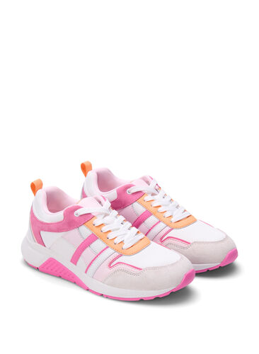 Sneakers met brede pasvorm, White Pink, Packshot image number 1