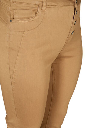 Nauwsluitende capri broek met knoopsluiting, Camel, Packshot image number 2