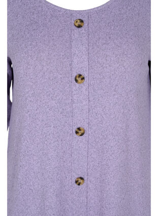Top met knopen en 3/4-mouwen, Purple Melange, Packshot image number 2