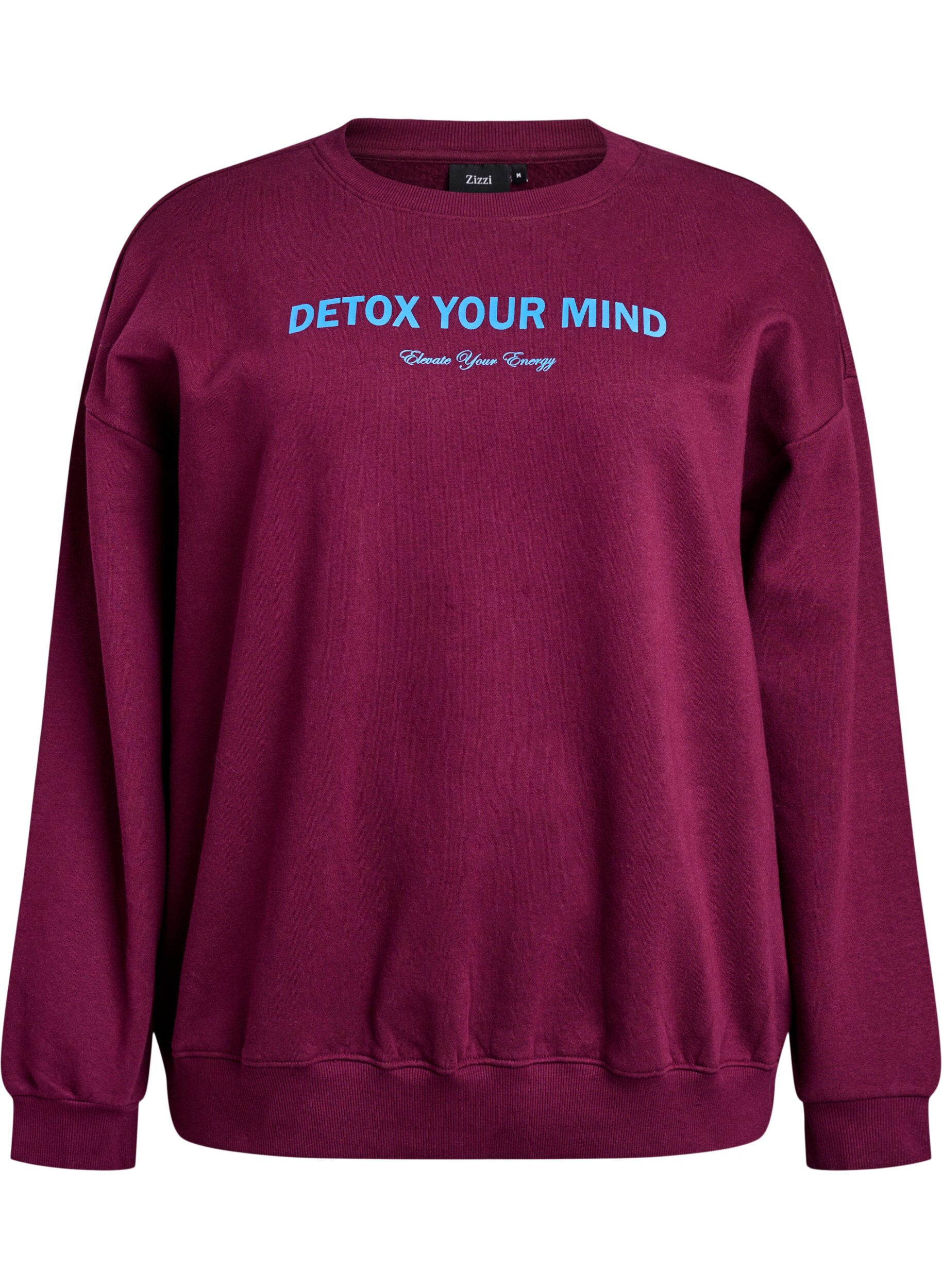 Zizzi Het sweatshirt met tekstprint, Donker Bordeaux, Packshot image number 0