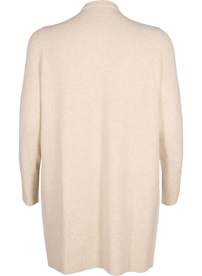 Geribd gebreid vest met zakken, Beige, Packshot image number 1