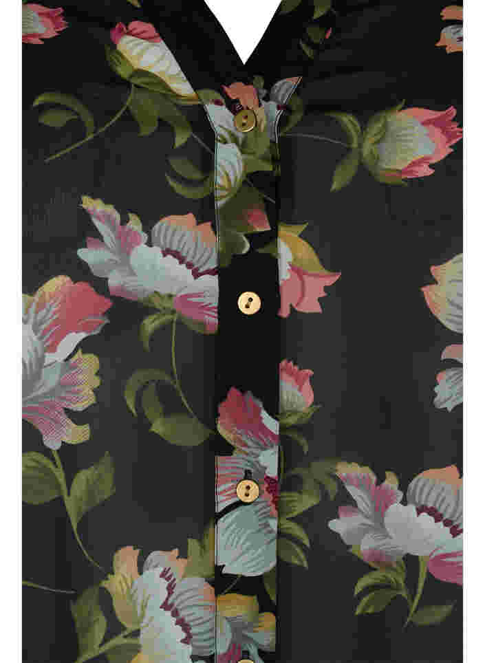 Blouse met v-hals en print, Black/Beige Flower, Packshot image number 2