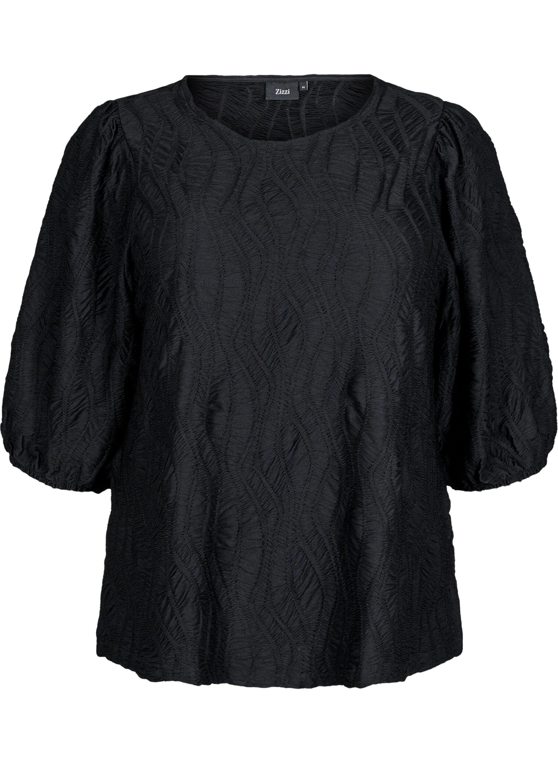 Blouse met textuur en 3/4 mouwen
