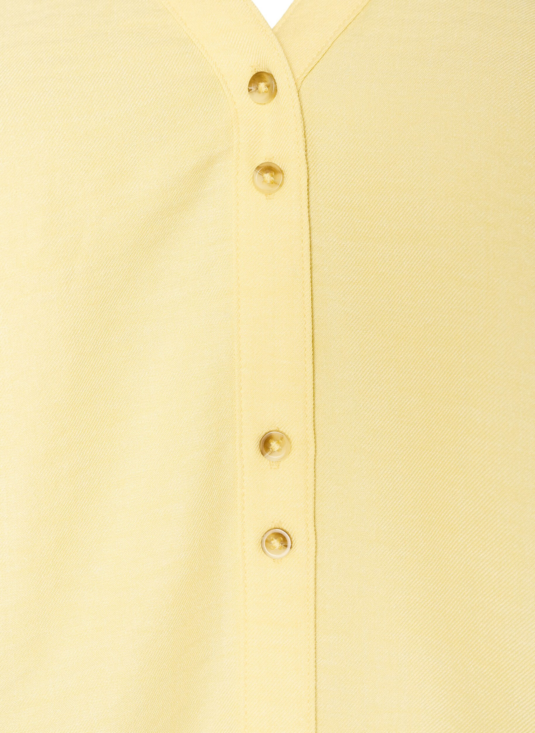 ZizziOverhemd blouse met V-hals en korte mouwen, Geel, Packshot image number 2