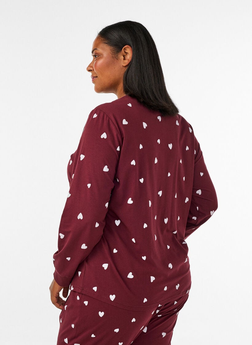 Nachtblouse met een print, Rood, Model image number 2