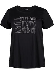 Sport-T-shirt met print, Black w. turn
