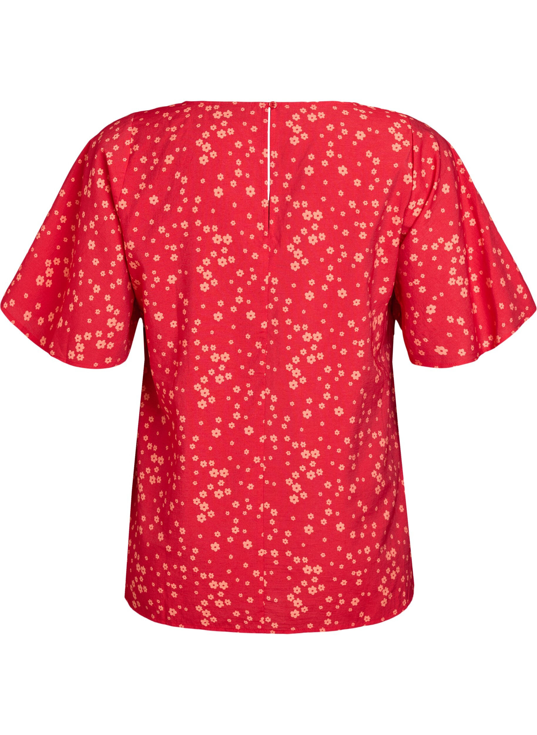 Zizzi Blouse met vleermuismouwen en bloemen, Rood, Packshot image number 1