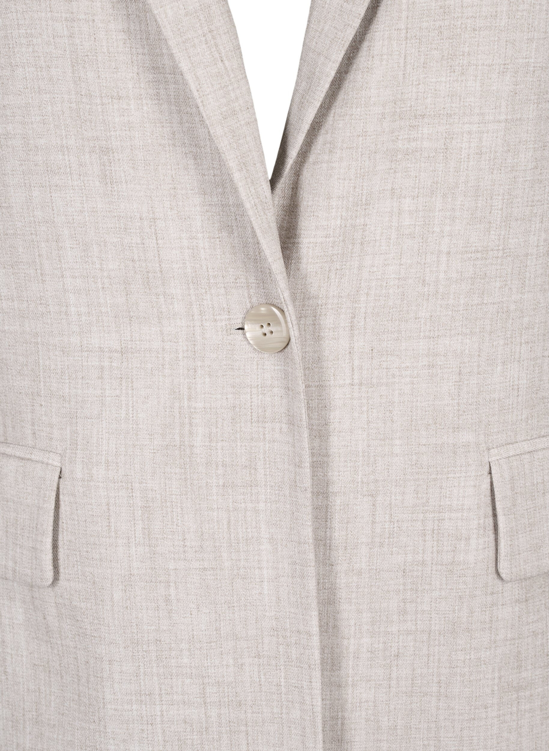 Zizzi Gem&ecirc;leerde blazer met knoopsluiting, String, Packshot image number 2