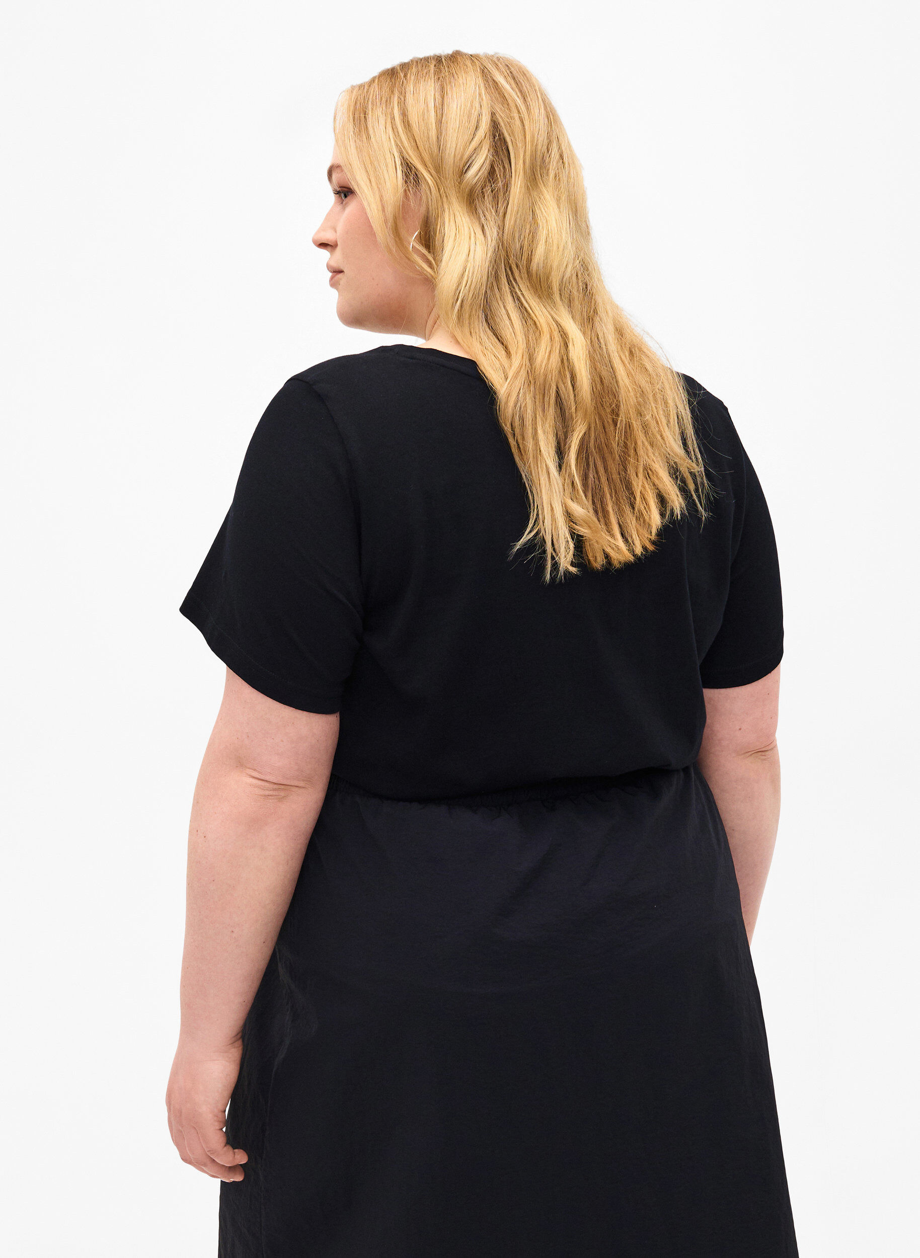 Zizzi T-shirt met tekstmotief, Black W. Black, Model image number 1
