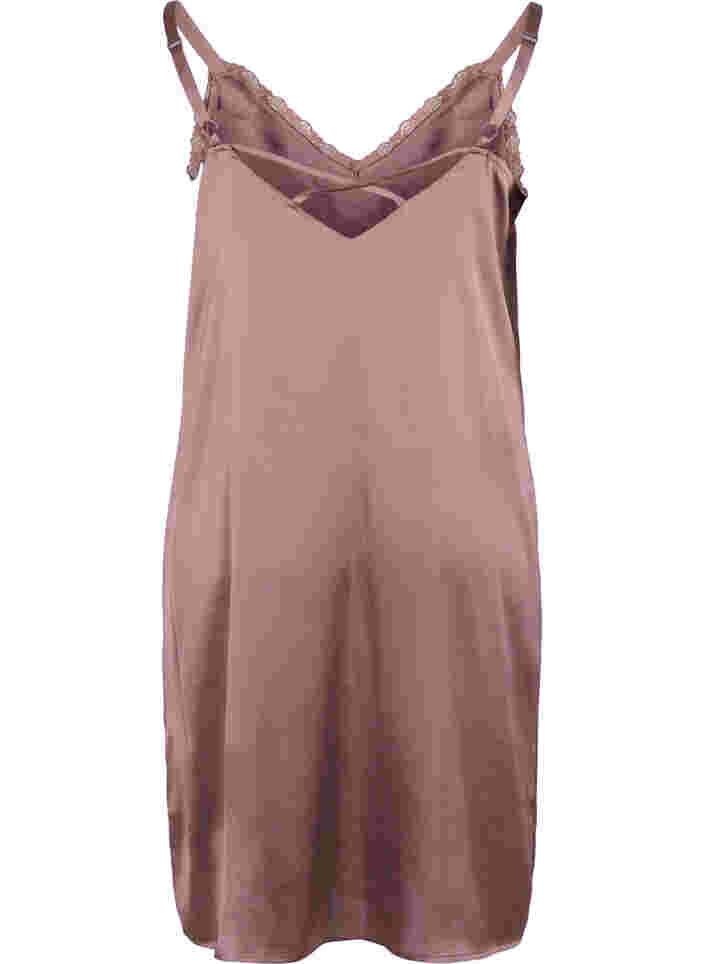 Mouwloze pyjama jurk met kant en rugdetail, Sparrow, Packshot image number 1