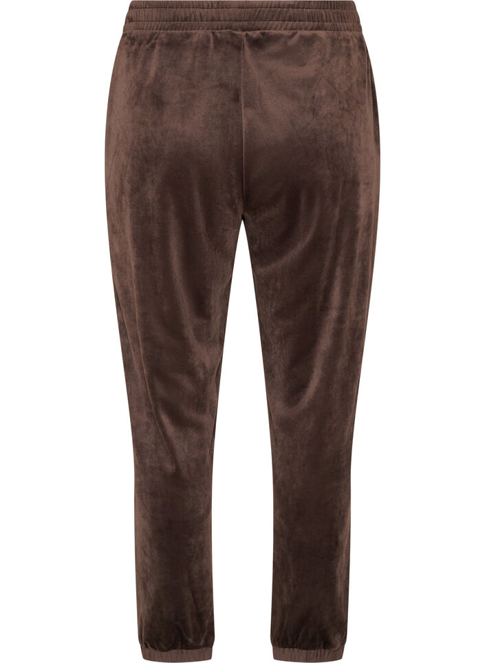 Losse velourbroek, Bruin, Packshot image number 1