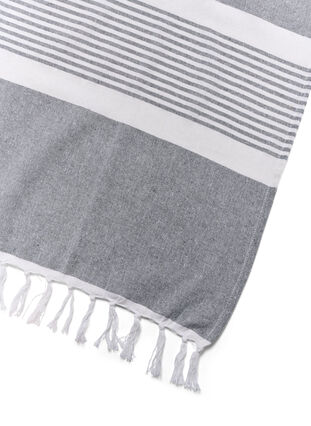 Gestreepte handdoek met franjes, Medium Grey Melange, Packshot image number 2