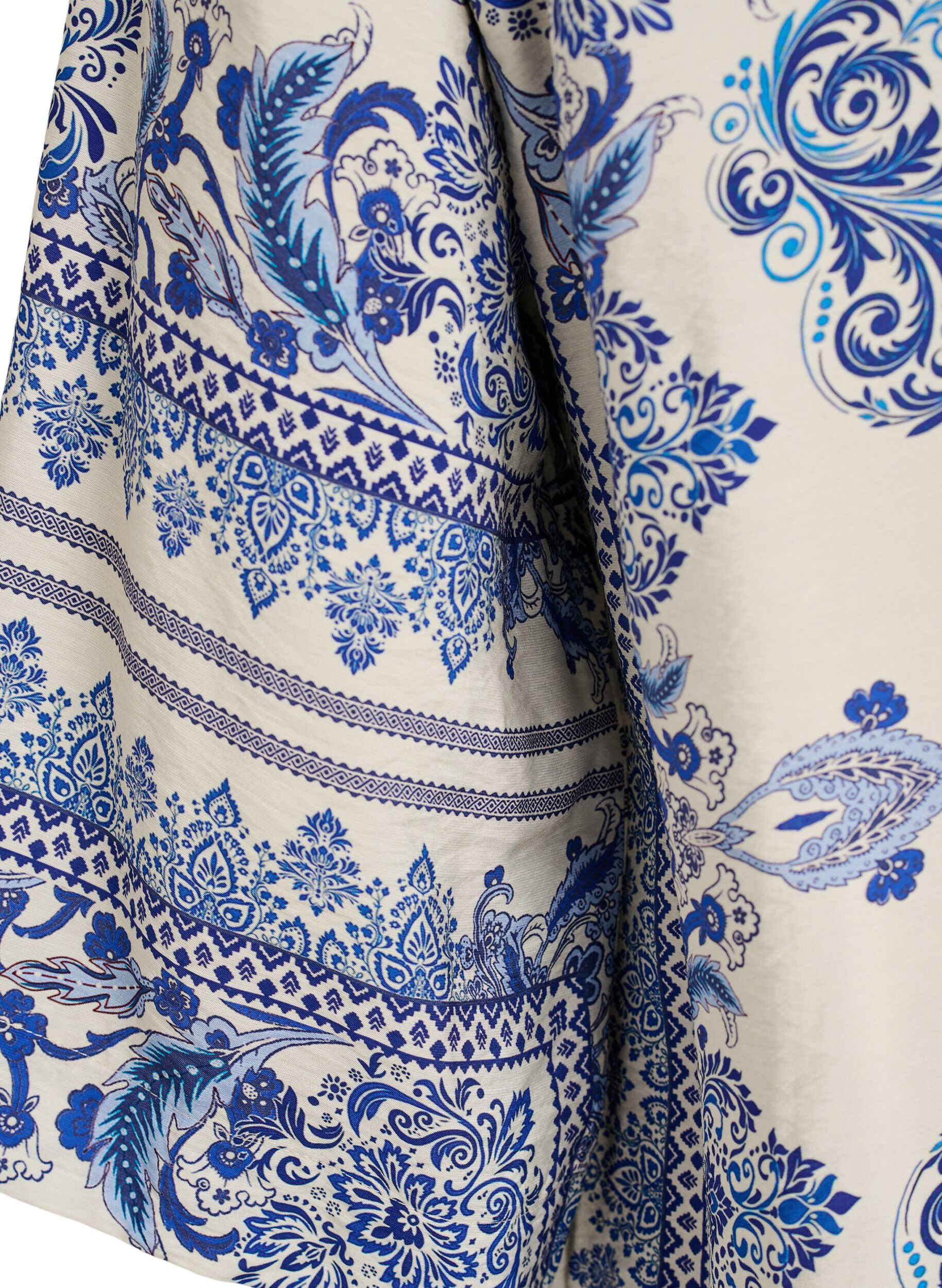 Zizzi Viscose blouse met 3/4-mouwen en patroon, Blauw, Packshot image number 3