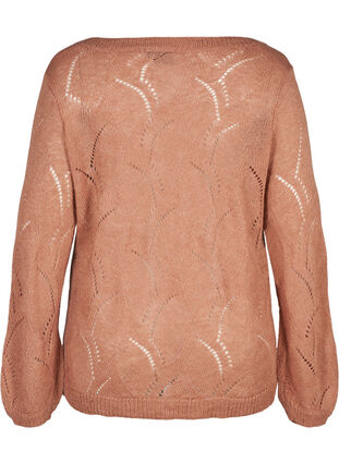 Gebreide blouse met patroon en wol, Burlwood mel, Packshot image number 1