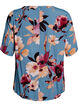 Viscose blouse met korte mouwen met print, Blauw, Packshot image number 1