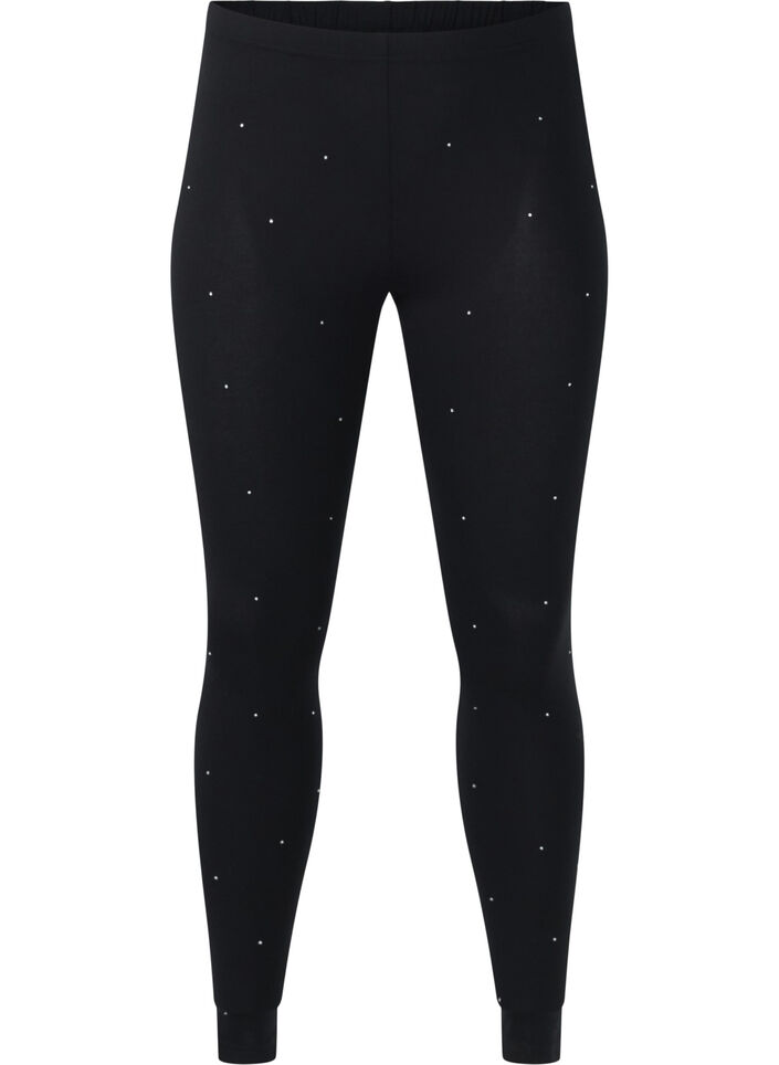 Viscose legging met strass-steentjes, Black, Packshot image number 0