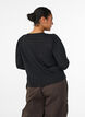 Blouse met structuurpatroon en knoopsluiting, Zwart, Model image number 2