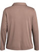 Jerseyblouse met lange mouwen en kraag, Bruin, Packshot image number 1