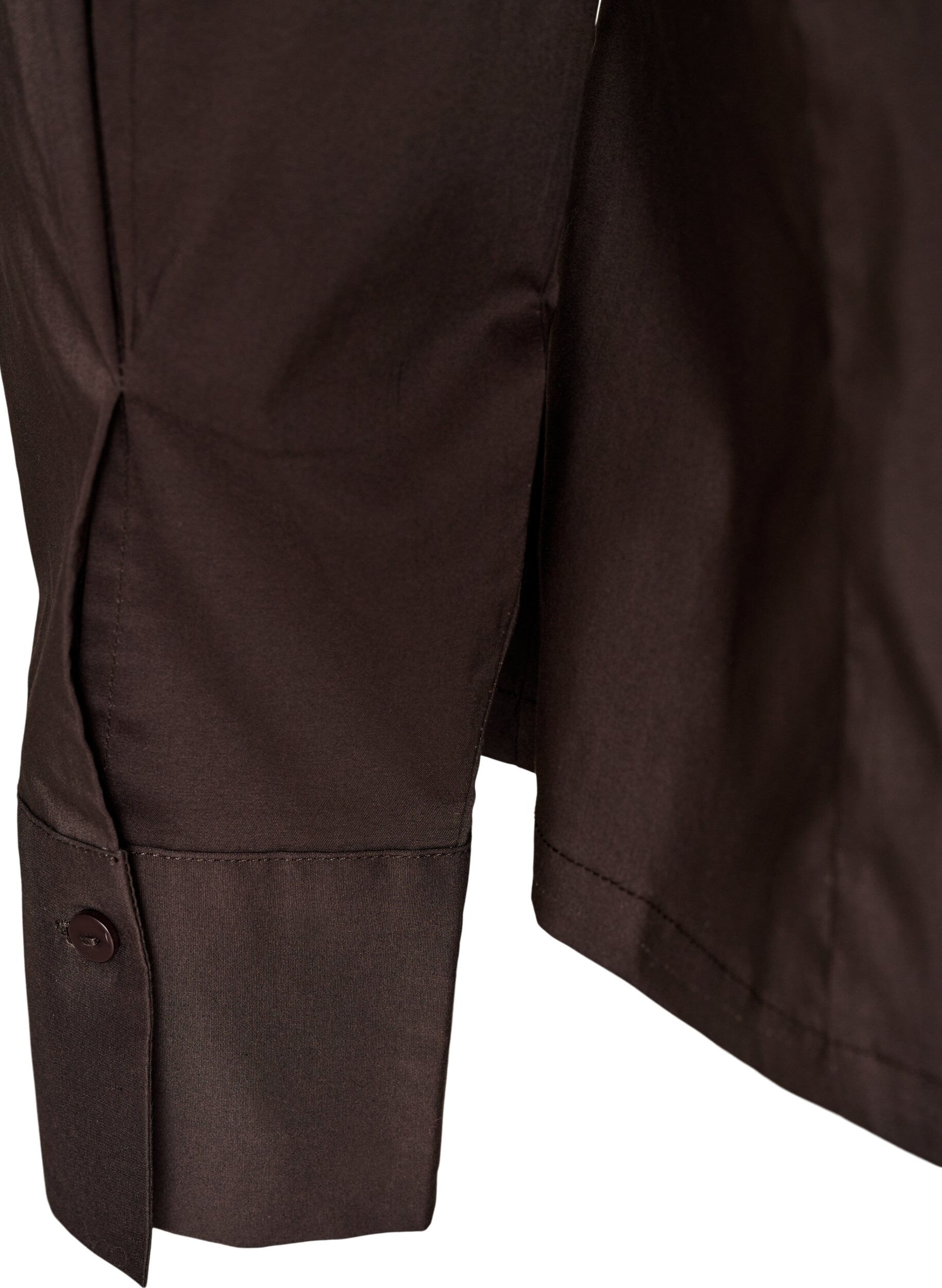 ZizziKort overhemd met tweewegrits, Bruin, Packshot image number 3