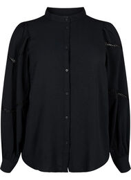 Overhemdblouse met gehaakte details, Black