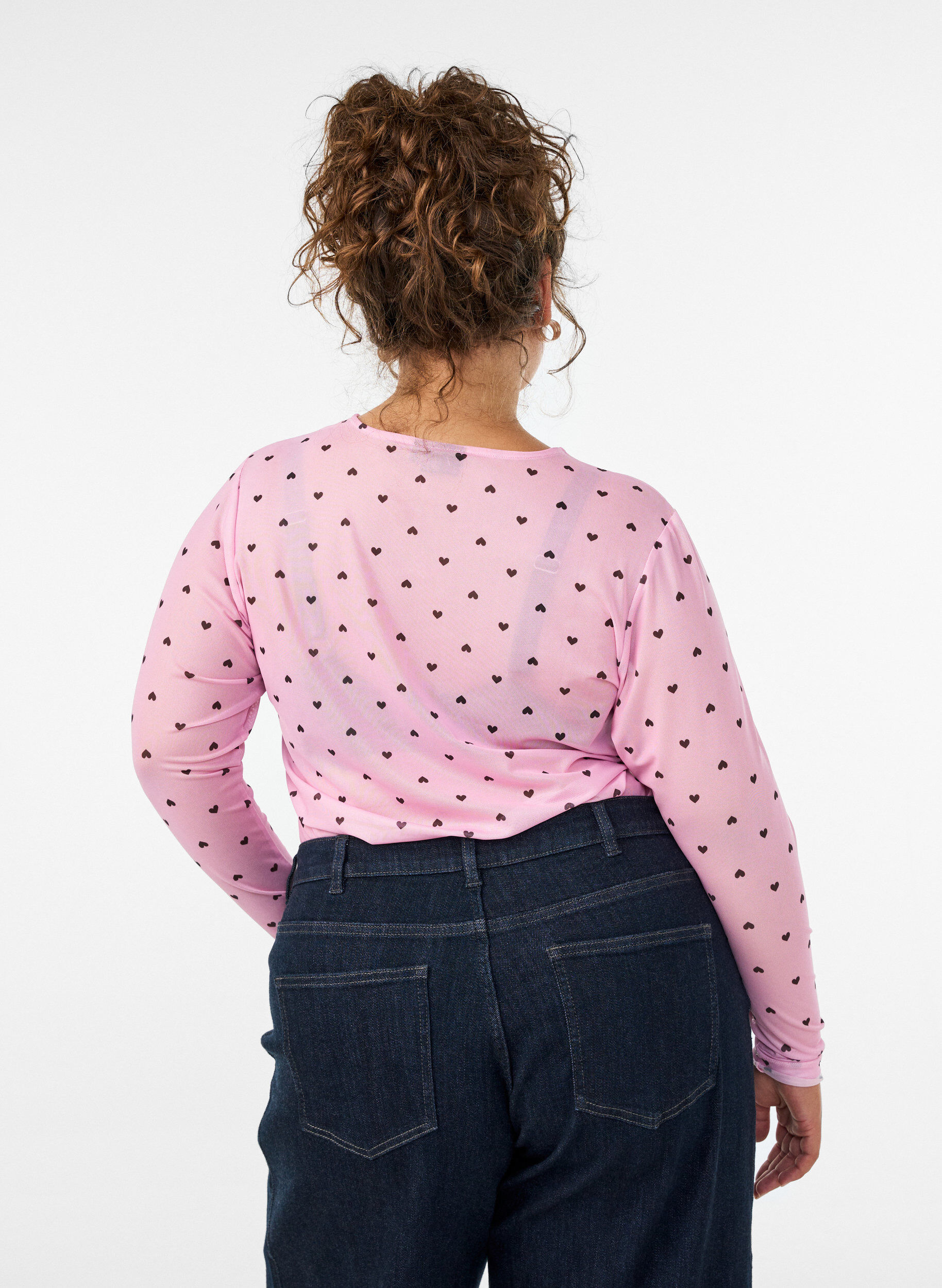 ZizziMesh blouse met print, Roze, Model image number 2