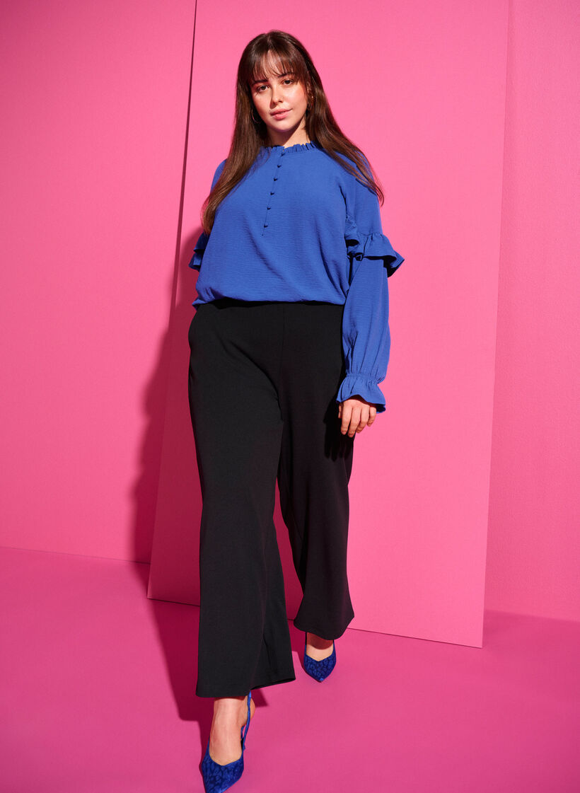 Blouse met ruches en knopen, Deep Ultramarine, Image image number 0