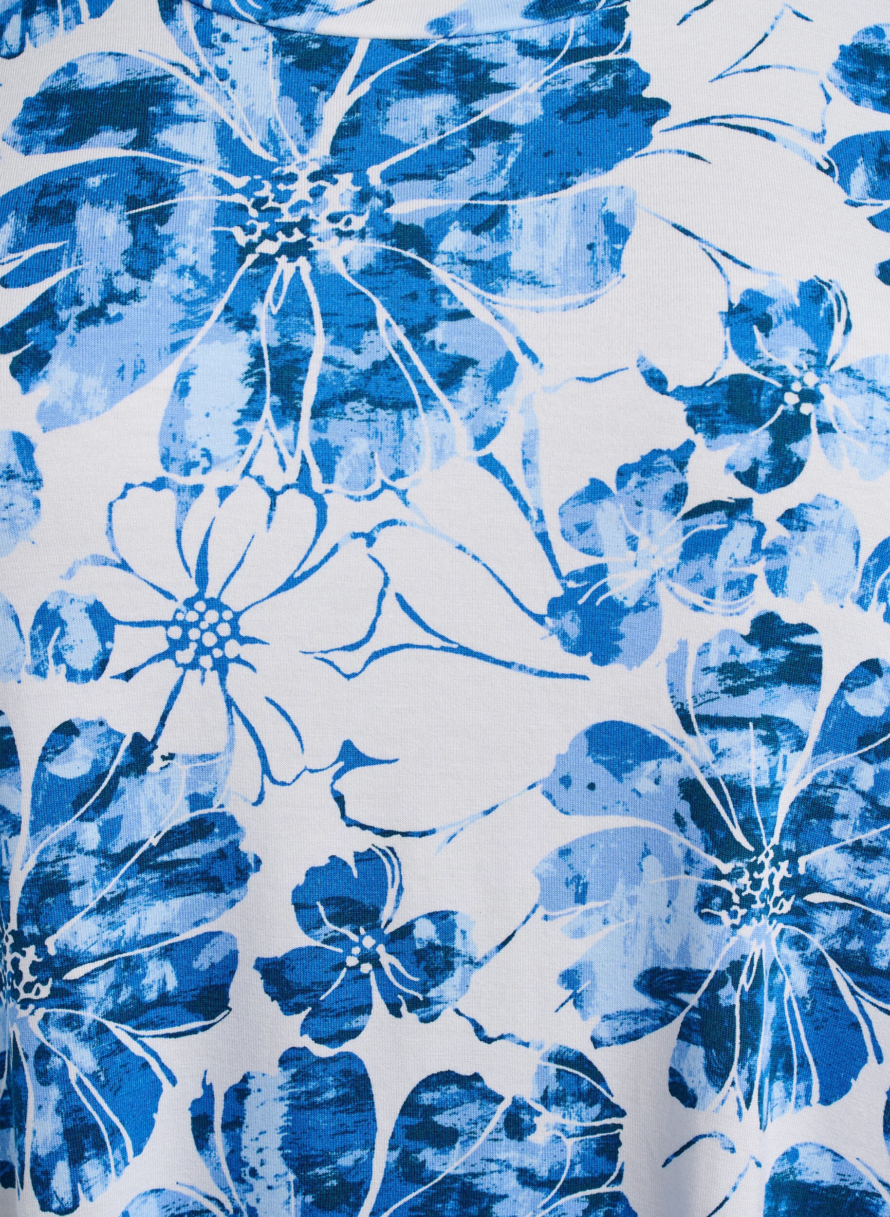 Zizzi T-shirt met bloemenprint, Blauw, Packshot image number 2