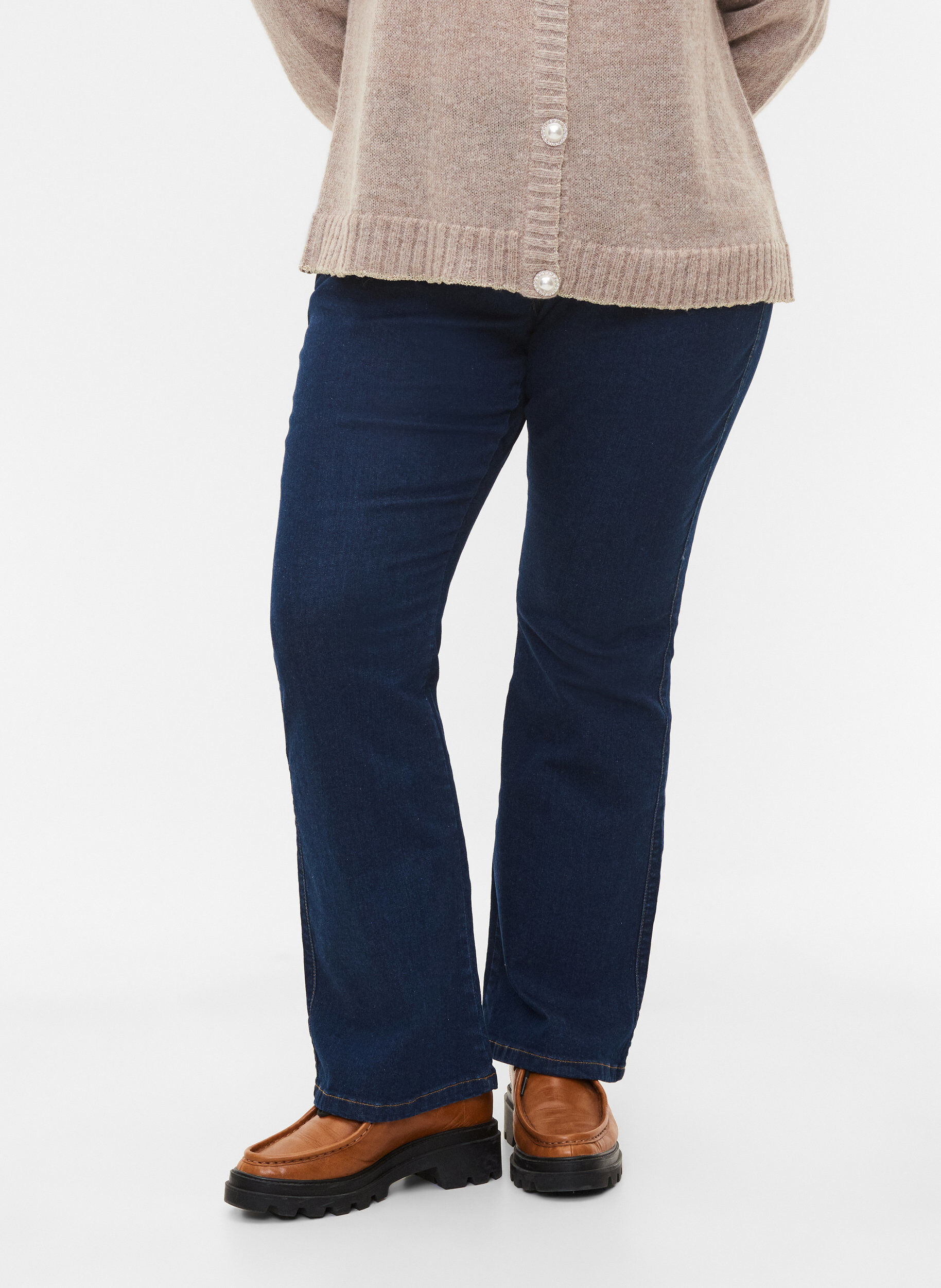 Zizzi Ellen bootcut jeans met hoge taille, Blauw, Model image number 2