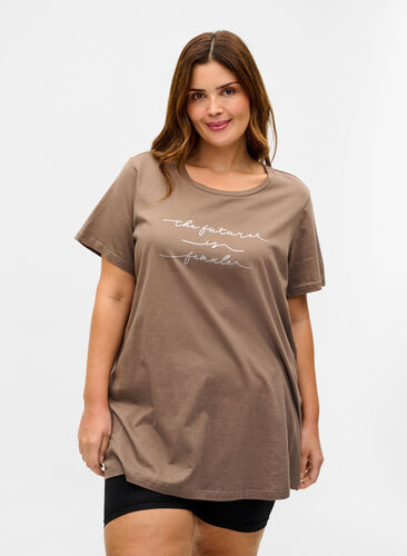 Oversized pyjama t-shirt met biologisch katoen, Falcon Text, Model image number 0