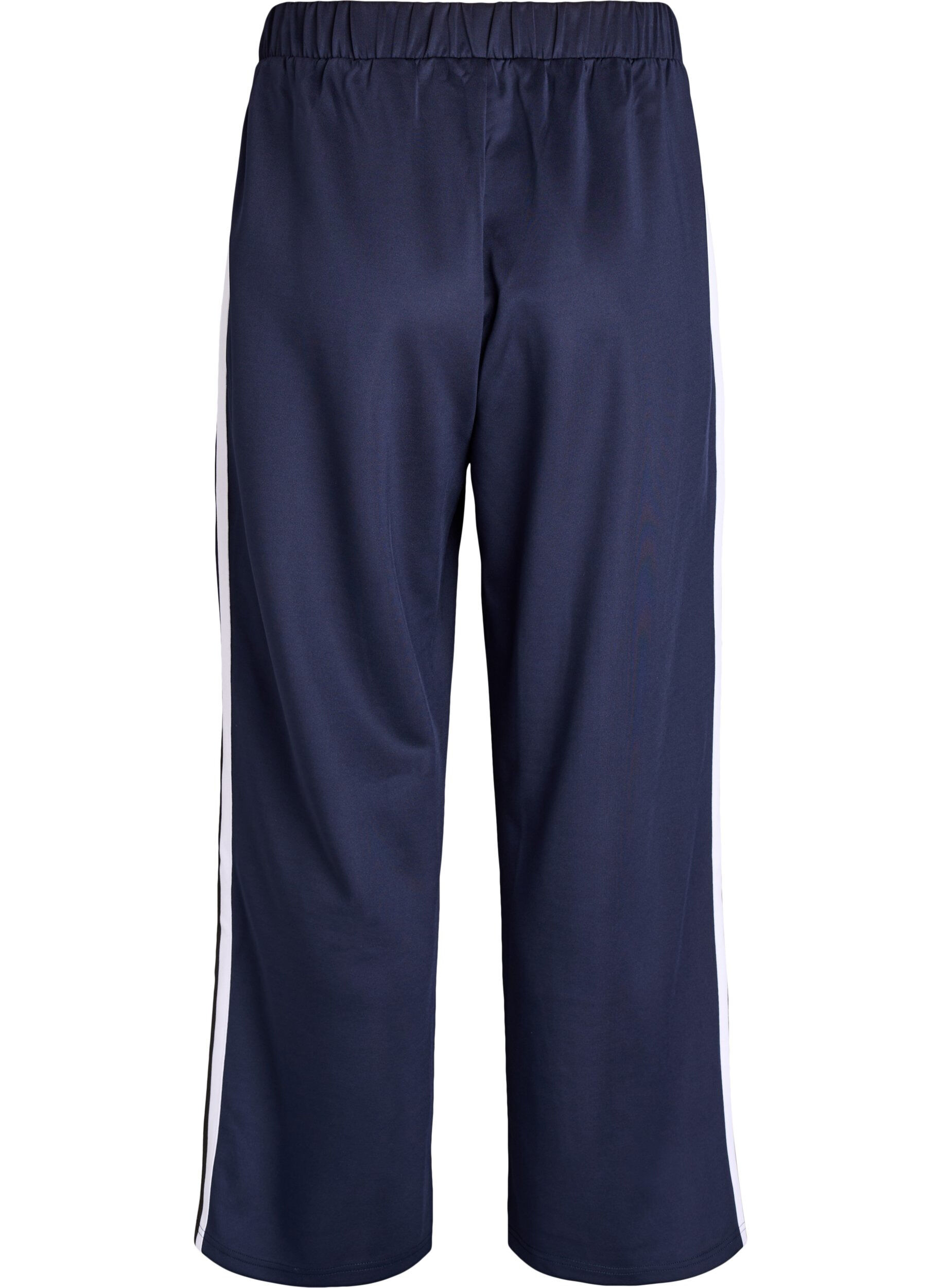 Zizzi Trackpants met hoge taille en sportieve strepen, Blauw, Packshot image number 1