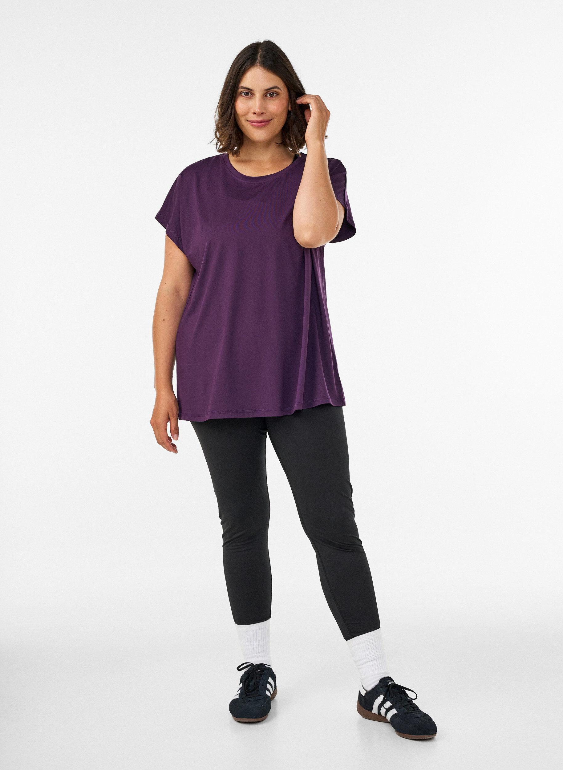 ZizziEffen gekleurd trainingsshirt, Paars, Model image number 1