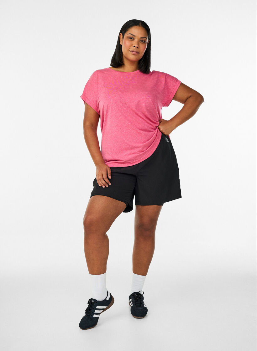 Los workout T-shirt met korte mouwen, Roze, Model image number 1