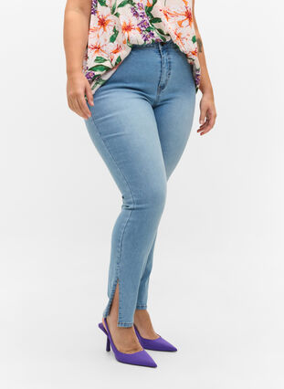 Amy jeans met hoge taille en split, Light blue, Model image number 3