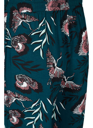 Gebloemde pyjama broek in viscose, Deep Teal Flower, Packshot image number 3